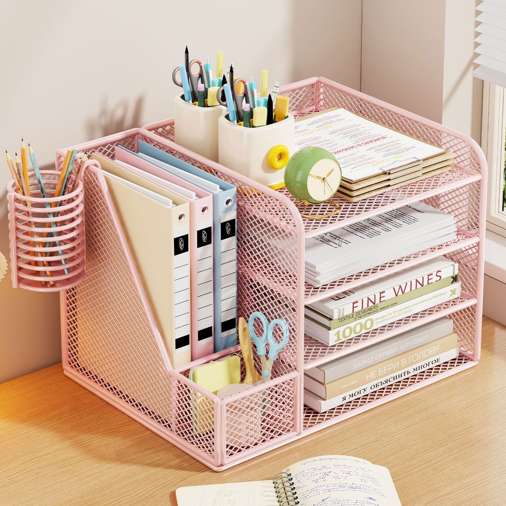 Metal File Rack Multi-layer File Storage Rack Desktop Office Supplies ...