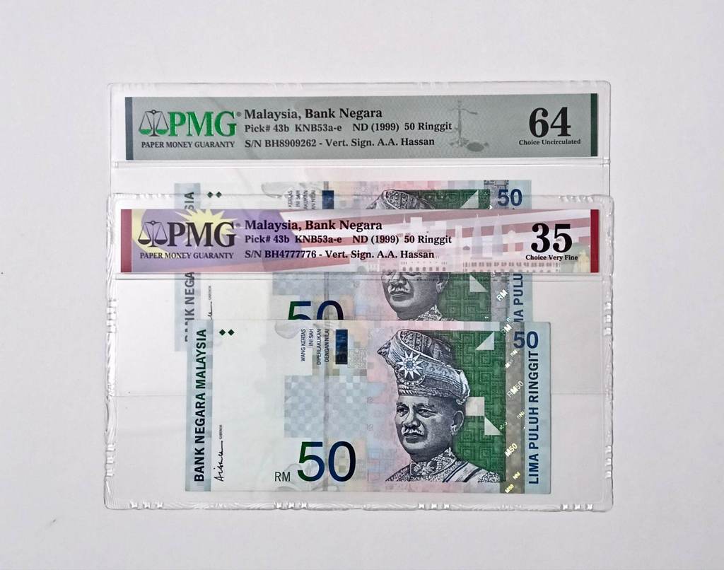 Grading (PMG 35-64 EPQ) Rare 9th Series RM50 Paper 1996-1999 Years ...