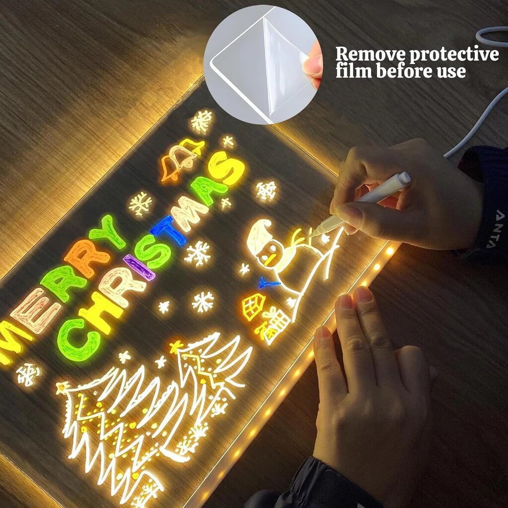 🔥‌ LED Drawing Board Luminous Writing Board Message Board ErasableFor ...