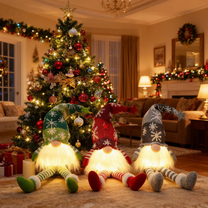 Glowing Christmas Faceless Doll Santa with Light Elf Gnome Glow Plush ...