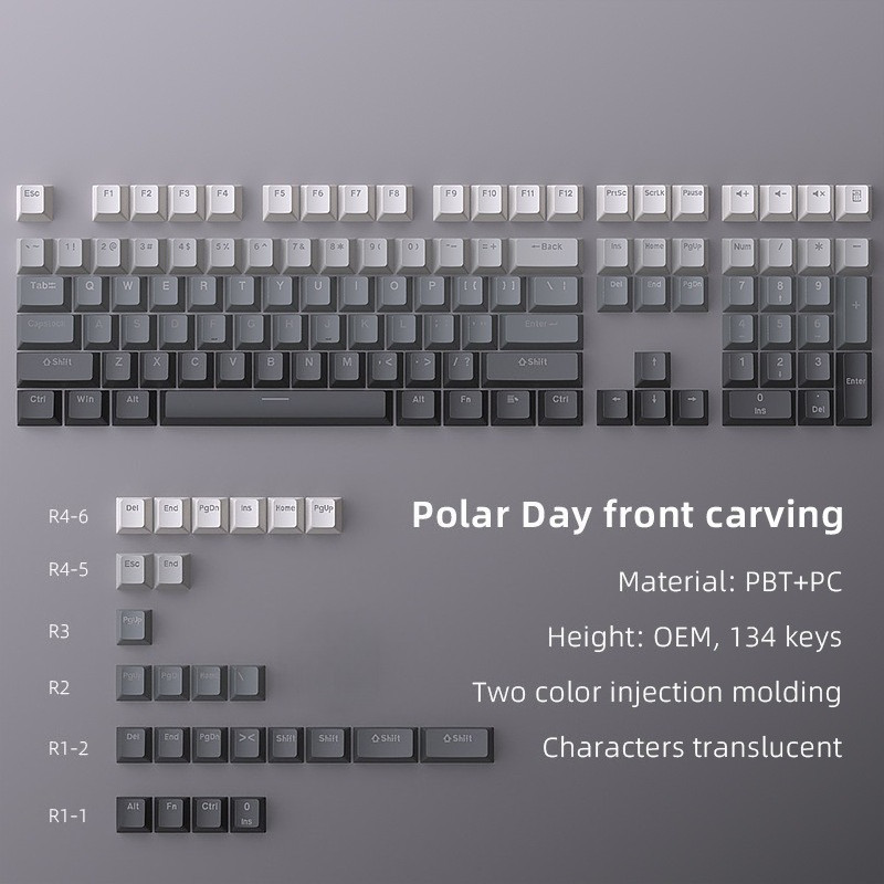 Polar Day Front Carving Through Light Keycap Gradient Style Stabilizer ...