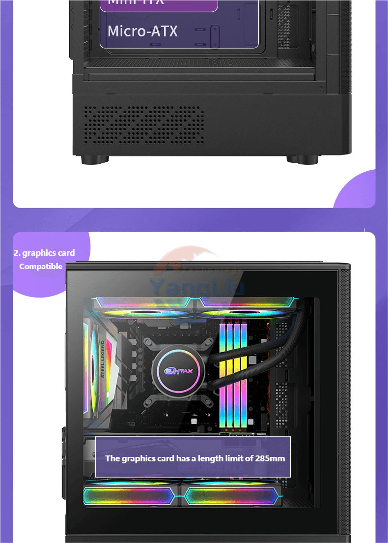 LY Zhuque MINI Gaming PC Case Mesh Front Tempered Glass Side Fit M-ATX ...