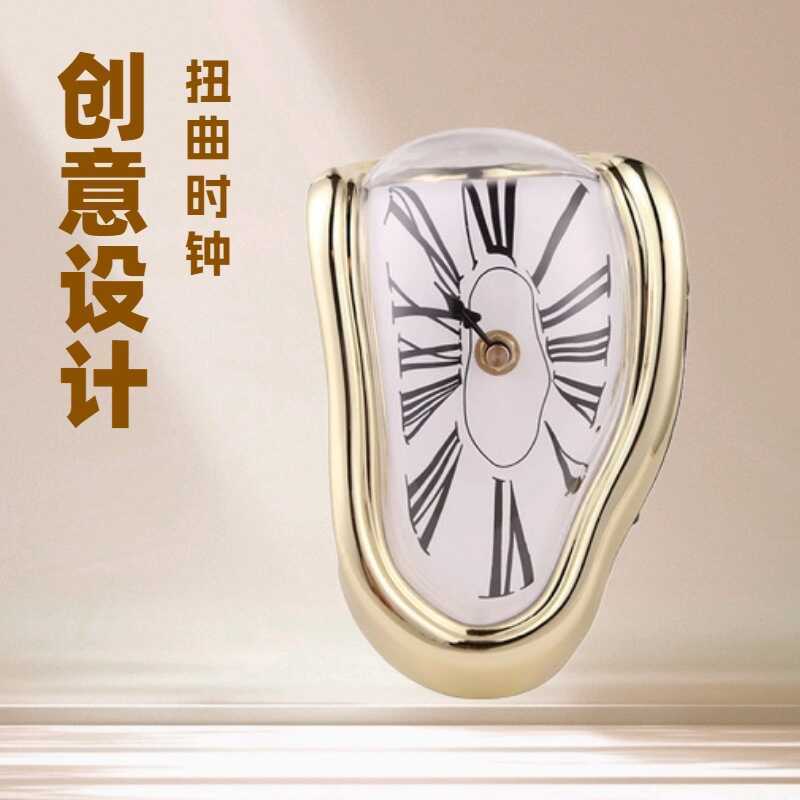 Creative L-Shaped Curved Clock Melting Clock Roman Numeral Clock Home ...