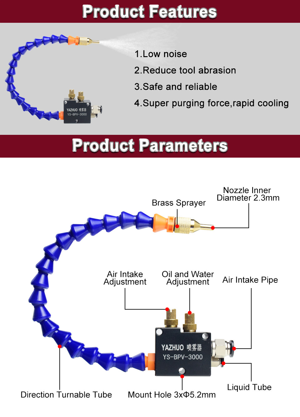 Cooling Water Mist Spray Air Pipe Lubrication System Spindle Coolant ...