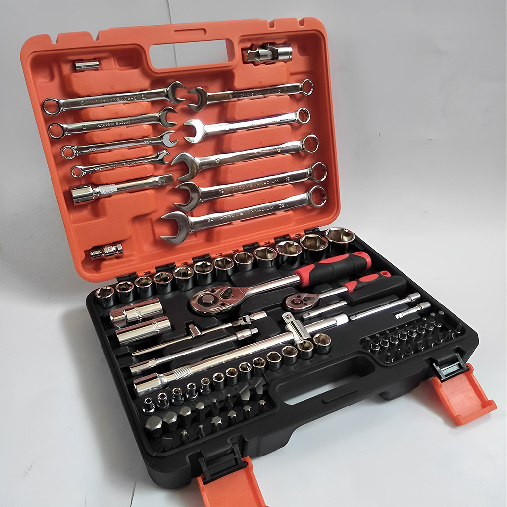 82/46Pcs Combination Tool kit Spanar Box Tool Set Heavy Duty Rachet ...