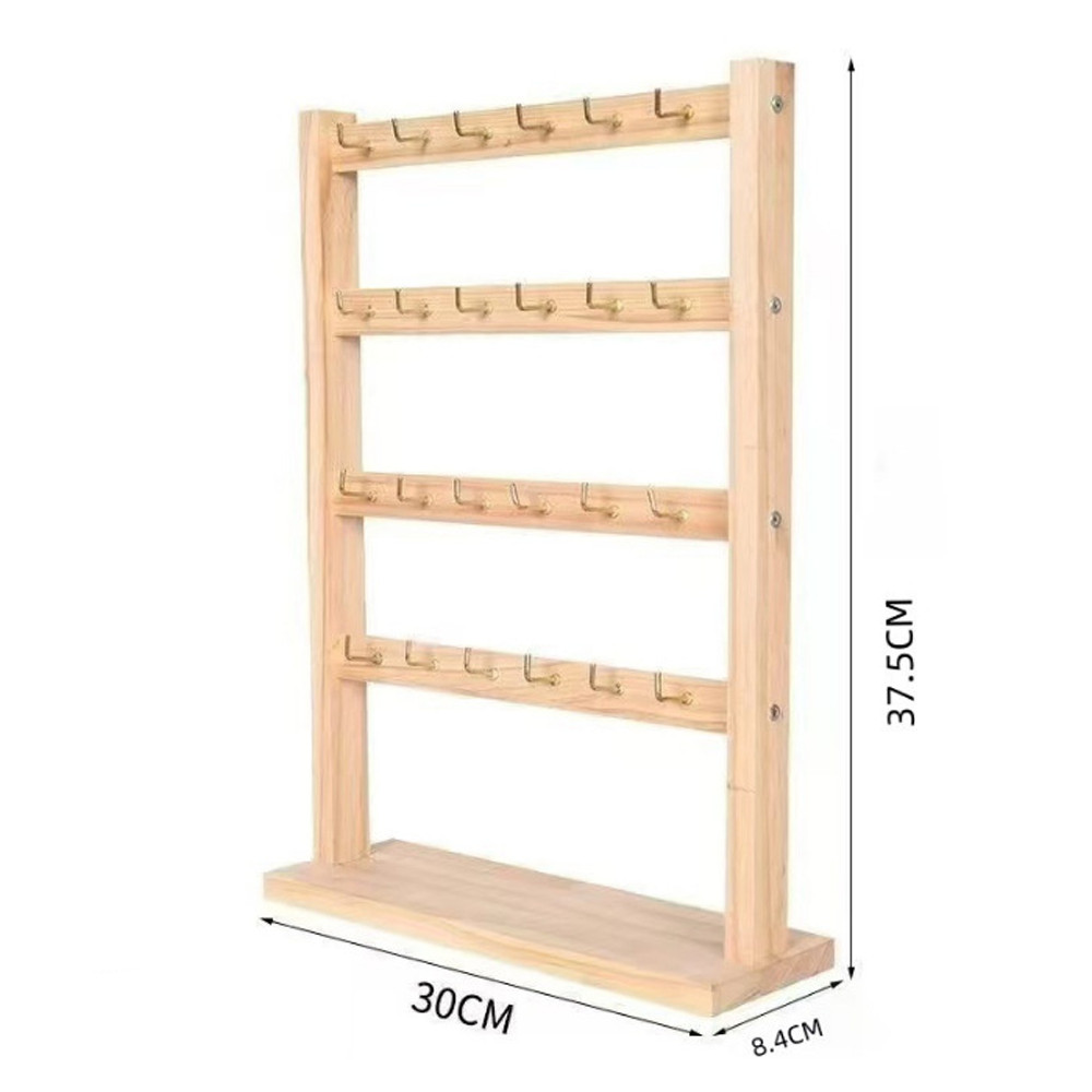4 Layers Necklaces Display Easel Wooden Jewelry Rack Solid Wood with ...