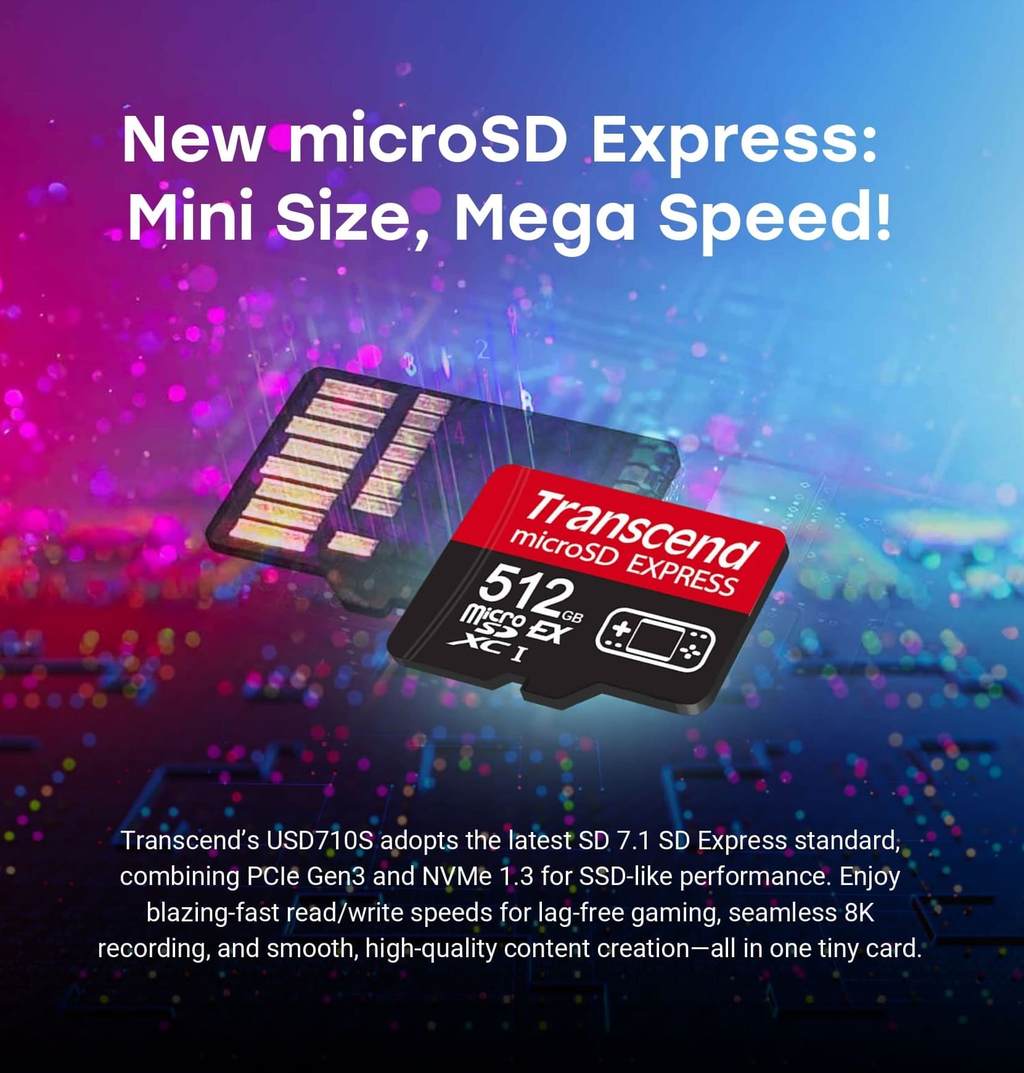 Transcend USD710S microSD PCIe Gen3 Express Memory Card (256GB/512GB ...