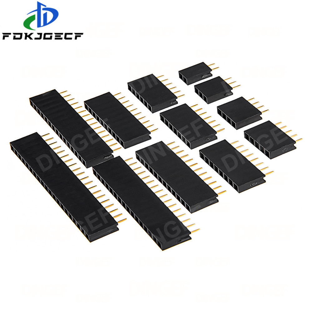 10PCS Single Row Pin Female Header Socket Pitch 2.54mm 1*2p 3p 4p 5p 6p ...