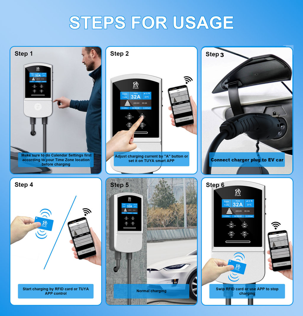 【Local shipping】evsow Type2 EV Charging Station 4.3 inch Big Screen 32A ...
