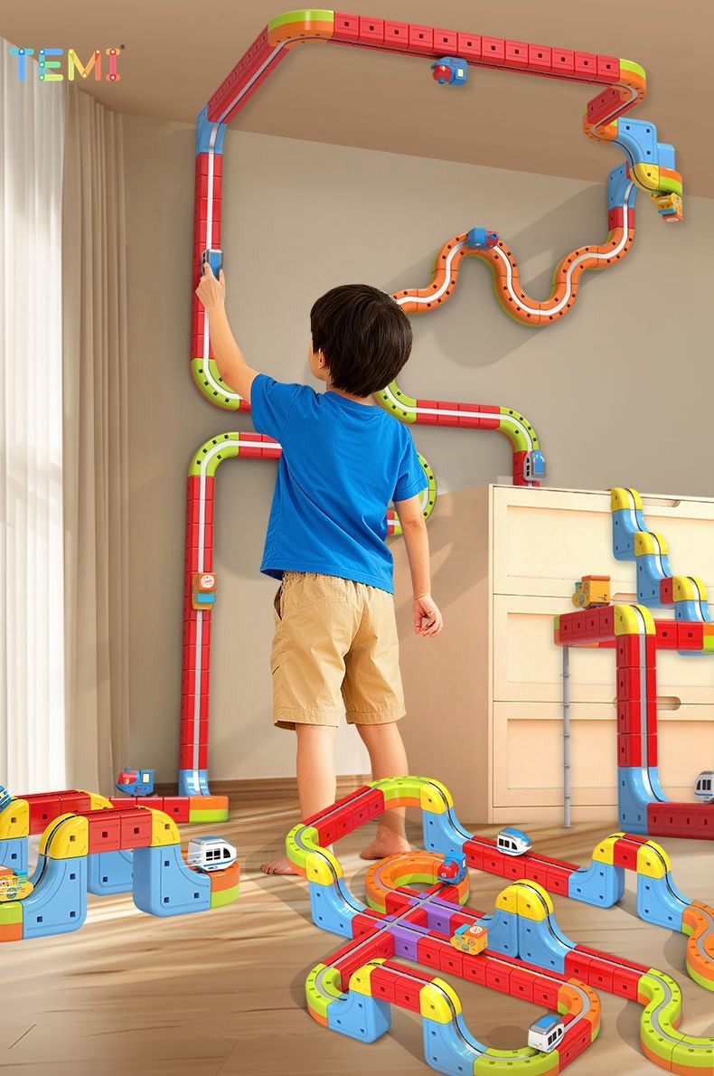 TEMI Magnetic Building Blocks Track Car Electric Train Track Toy Boy ...