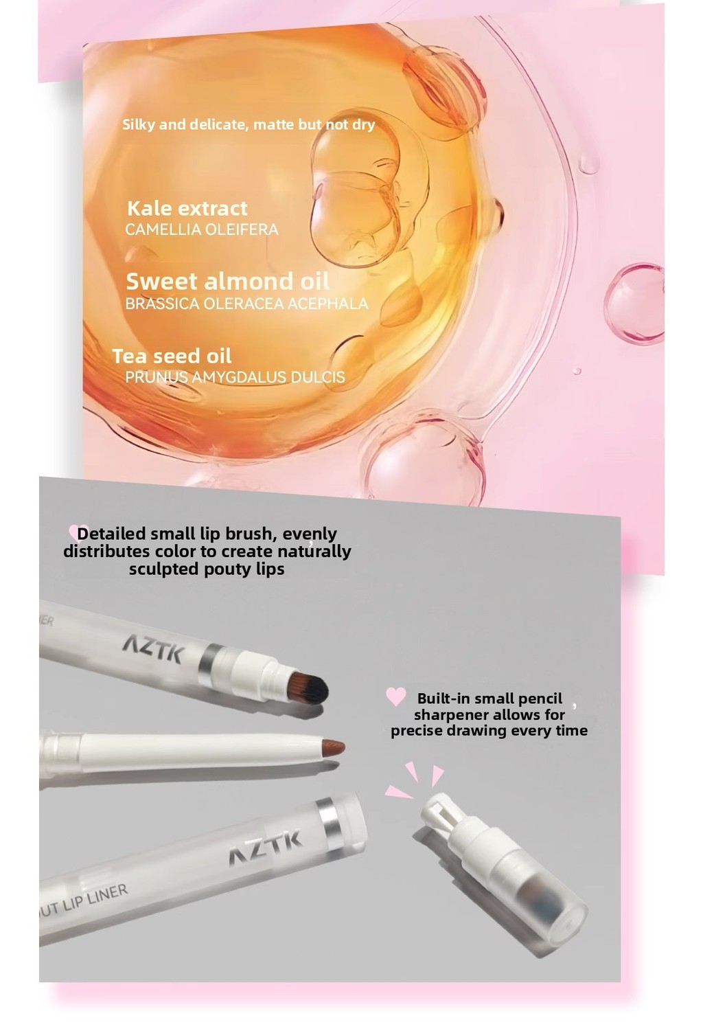 AZTK Lip Liner Brush Outlines Lip Shape Smudge Lip Brush with Lid ...