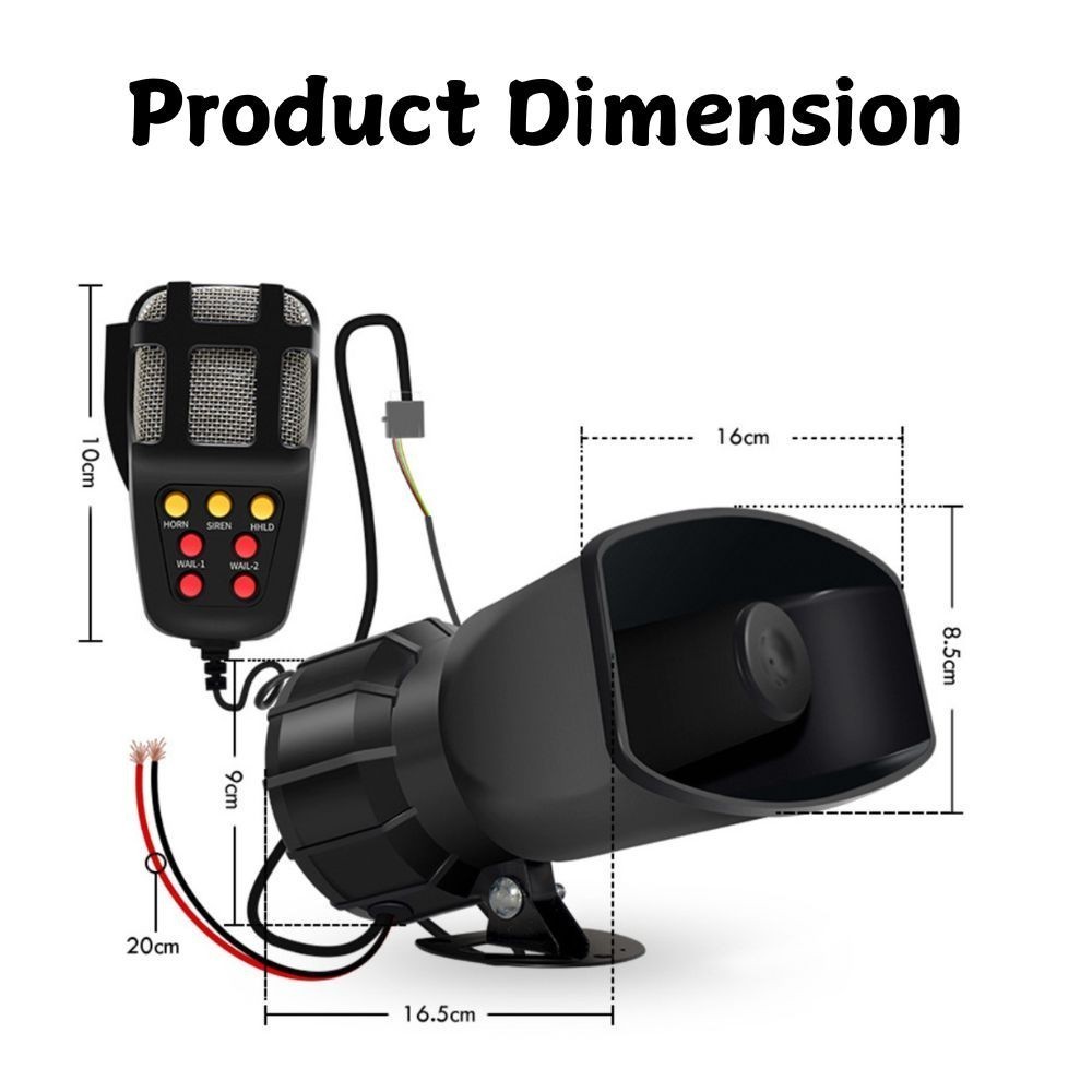 Talking 12V Siren 7 Horn Tones Car Fire Civic Vios Police Truck City ...
