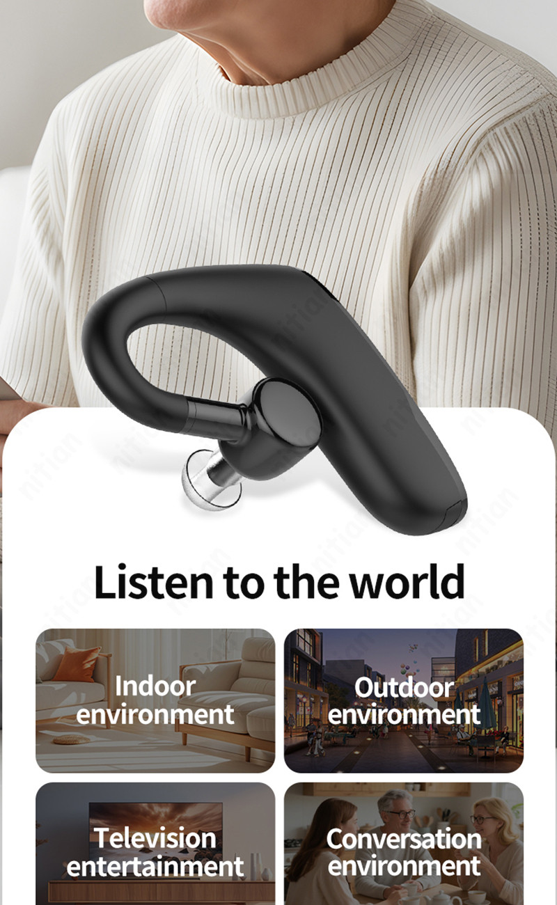 Smart Single-ear Earhook Hearing Aid Wireless Bluetooth Earphone HiFi ...