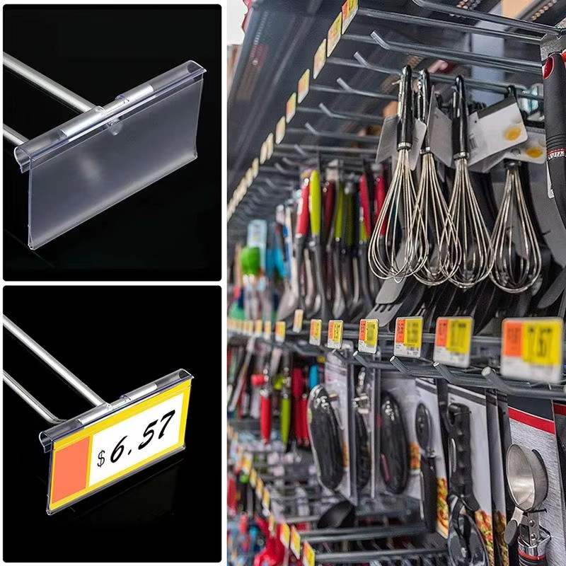 100pcs PVC Shelf Retail Price Tag Display Holder/Supermarket Label Tag ...