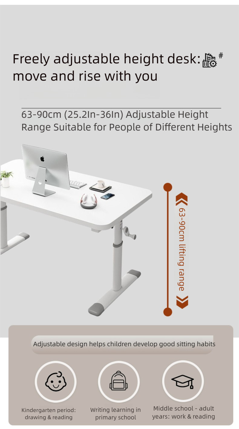 Lifting Table Manual Adjustable Height Study Working Table Computer ...