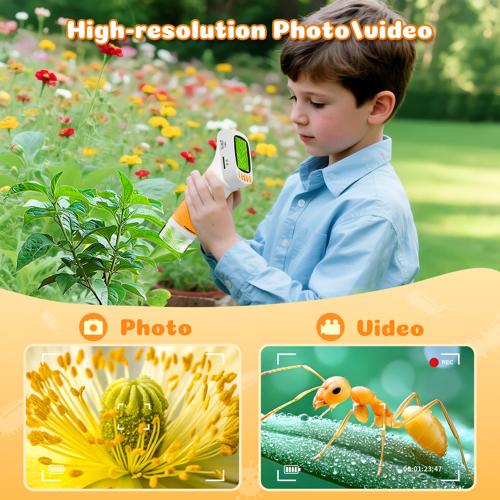 1000X Digital Pocket Microscope for Kids Handheld STEM Toy with 2.0 ...