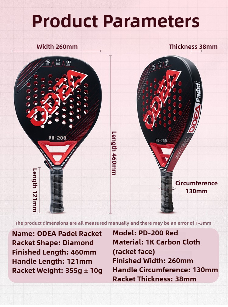 Odea Padel Racket – Carbon Fiber Surface, Multi Precision Holes ...