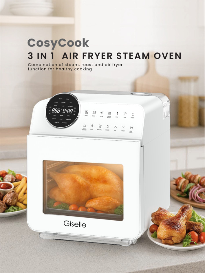 (New Arrival) 15L 3-in-1 Steam Air Fryer Oven with Dual Heating Steam ...