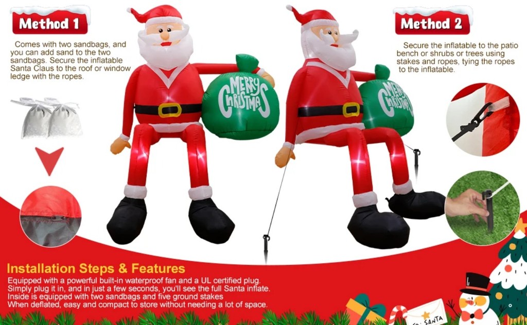 2026 8FT Christmas Inflatable Outdoor Decor, Santa Claus Elk Deer ...