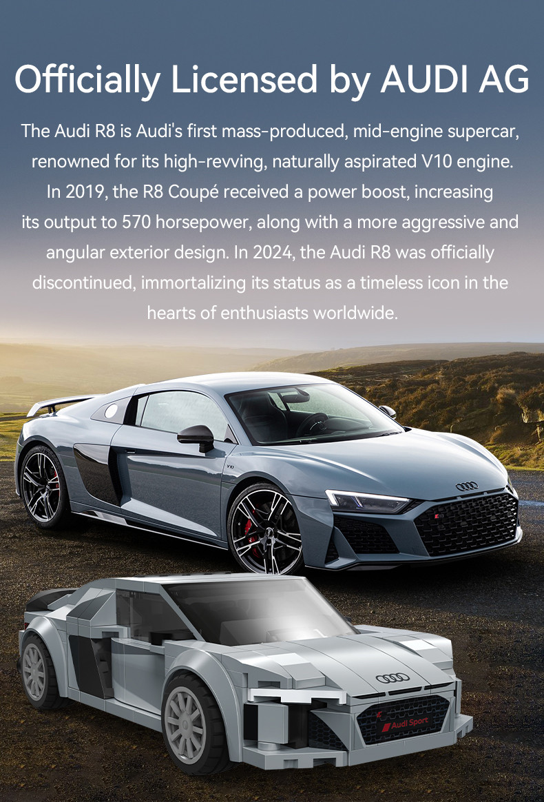 CaDA Audi R8 Coupe Sports Car Brick DIY 1:24 Scale Vehicles Set C55027W ...