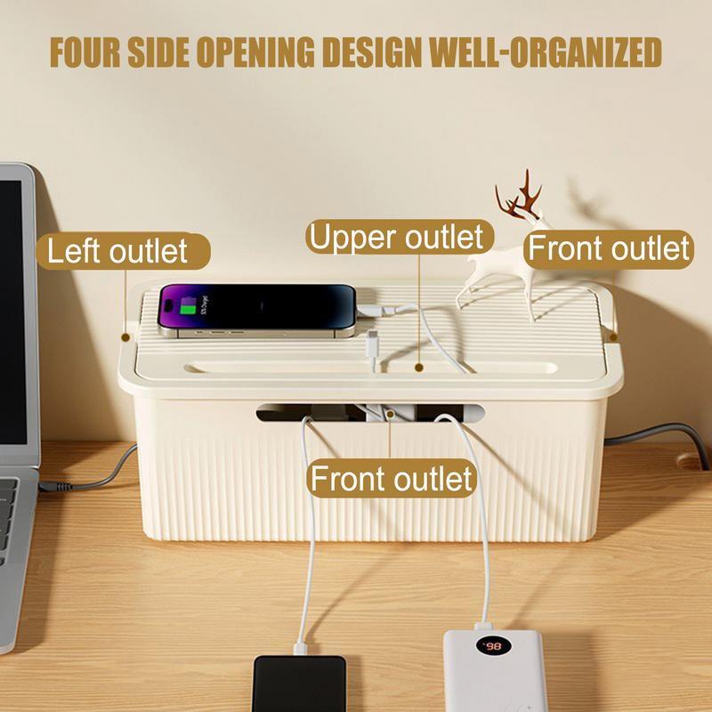 Cable Storage Box with Wooden Lid Multi-Purpose Plug Socket Dust Safety ...