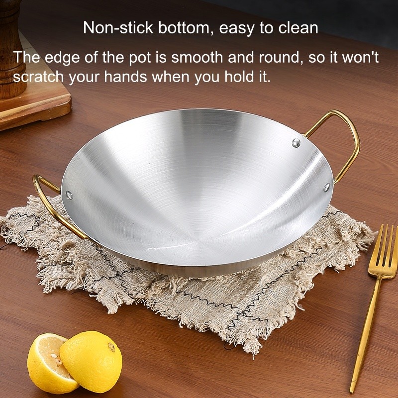 GRLIN Double-Ear Stainless Steel Dry Pot - Multiple Sizes, Wire Drawing ...