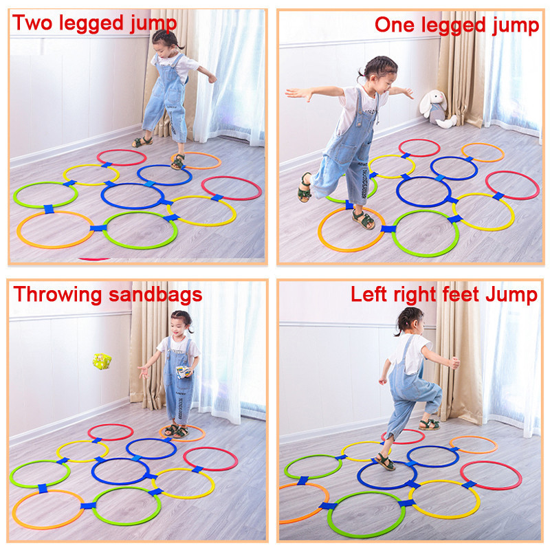 Bubu 10Pcs Kids Outdoor Toy Hopscotch Jumping Ring Circle Children ...