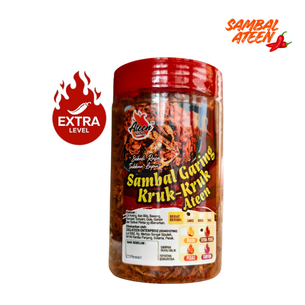 Sambal Garing Kruk Kruk Ateen (Extra Pedas) (100g/240g) by Ateen ...