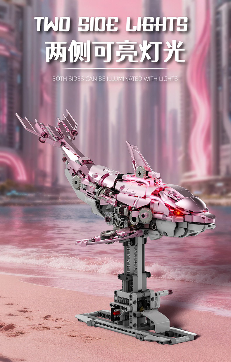 Mechanical Dolphin Illuminated with Motors Synchronized Front and Rear ...
