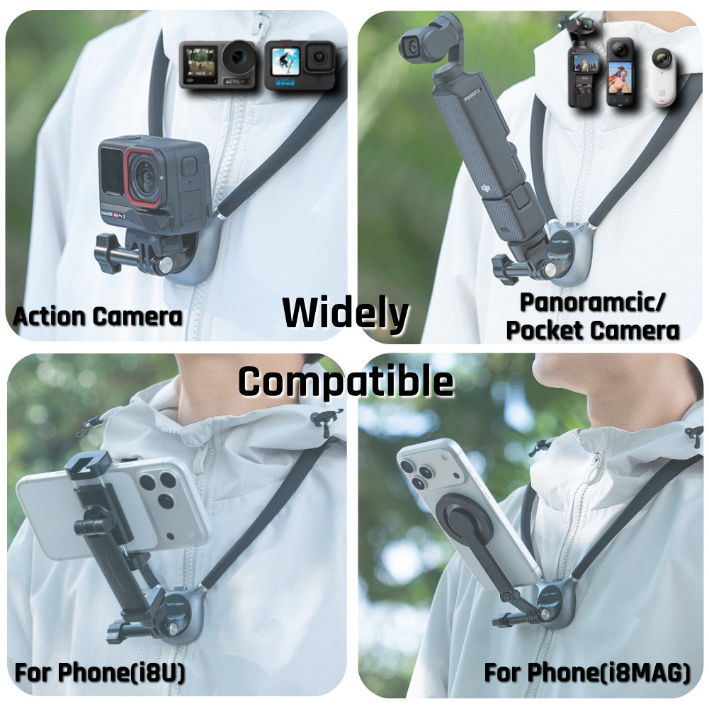 TERCELL INOVAGEN Neck Mount, Action Camera Holder, Magnetic Anti -Shake, POV/Vlog Recording, Hand Free Selfie Mount For GoPro Max Hero 12 11 10 DJI Action 3, Insta360 (i7Pro - View #8