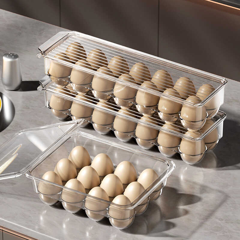 Kitchen Refrigerator Hold 12 Compartments Egg Box Egg Tray Transparent ...