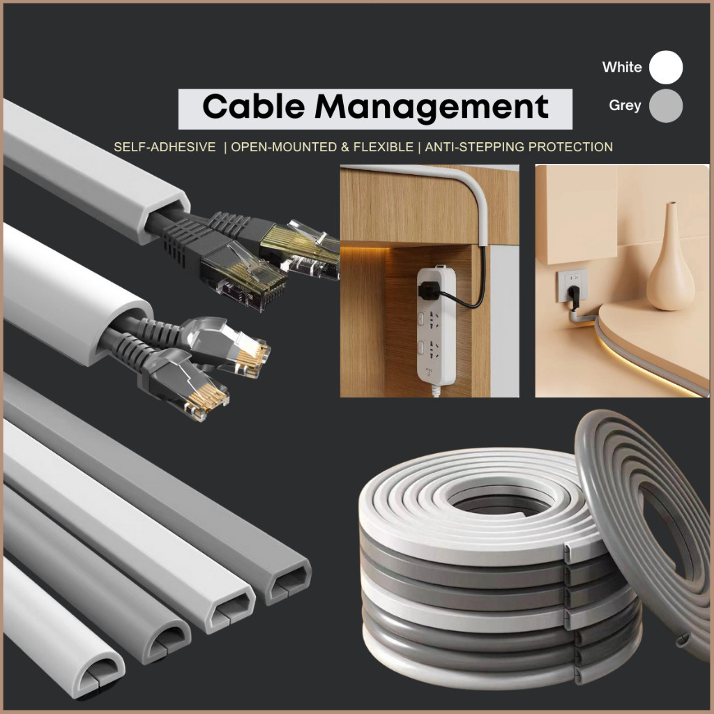 1M Self-Adhesive Raceway Wall Cord Duct Cover Cable Duct/Trough PVC ...
