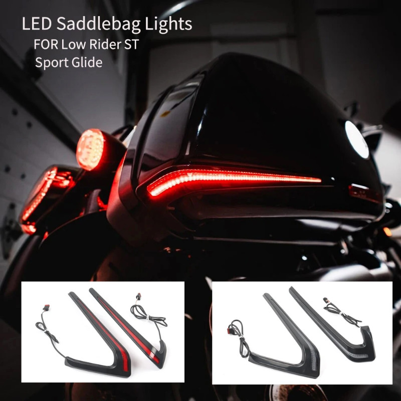 Red Tracer LED Indicators for Rear Saddlebags:FOR Harley Low Rider ST ...