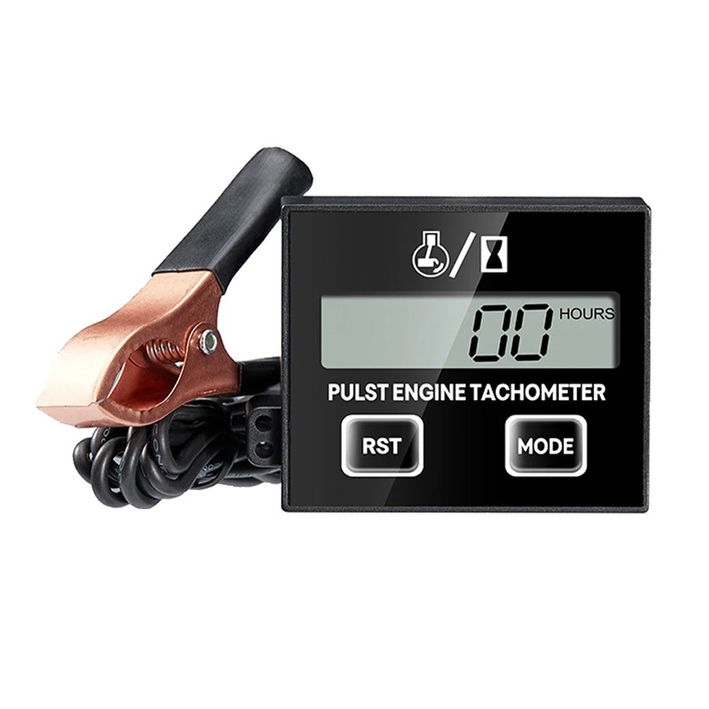 LCD Digital Tachometer Inductive Engine Tachometer Waterproof Tach Hour ...