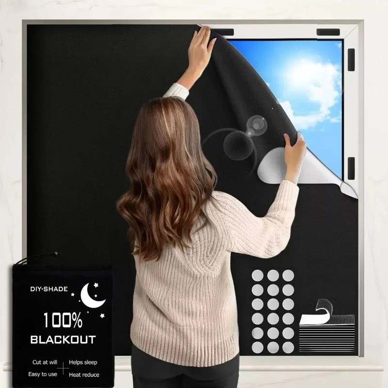 Removable Blackout Curtain Portable Travel Curtain Dark Window Film ...