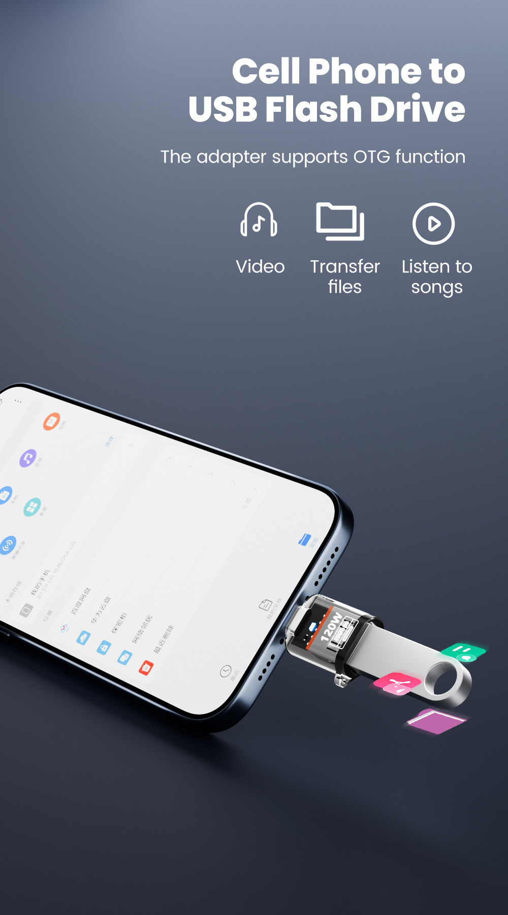120W Type C To USB A OTG Adapter USB 3.2 To Type C Fast Charging ...