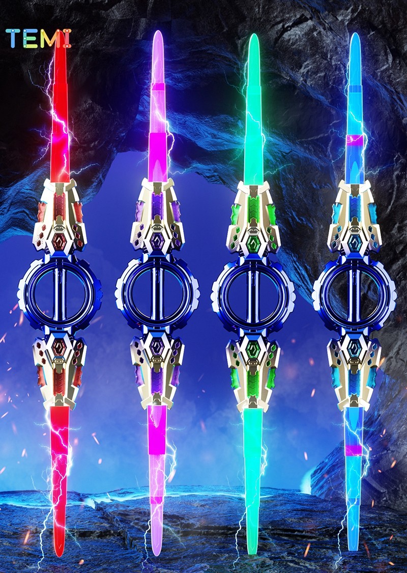 TEMI Children's Rotating Sword Toy Double-Blade Retractable Lightsaber ...