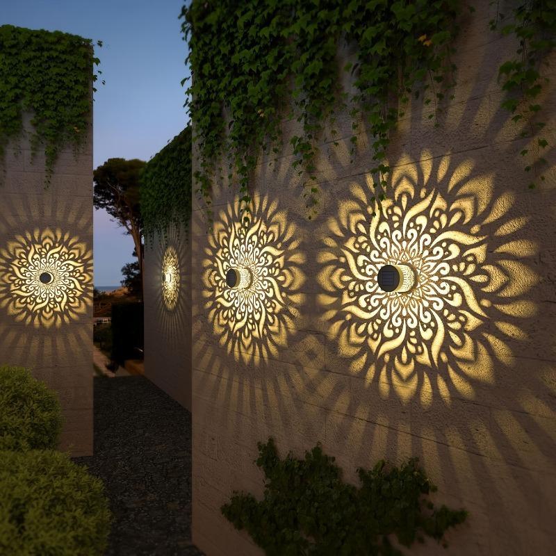SOlar Mandala Projection Wall Light Colorful LED Outdoor Lighting for ...