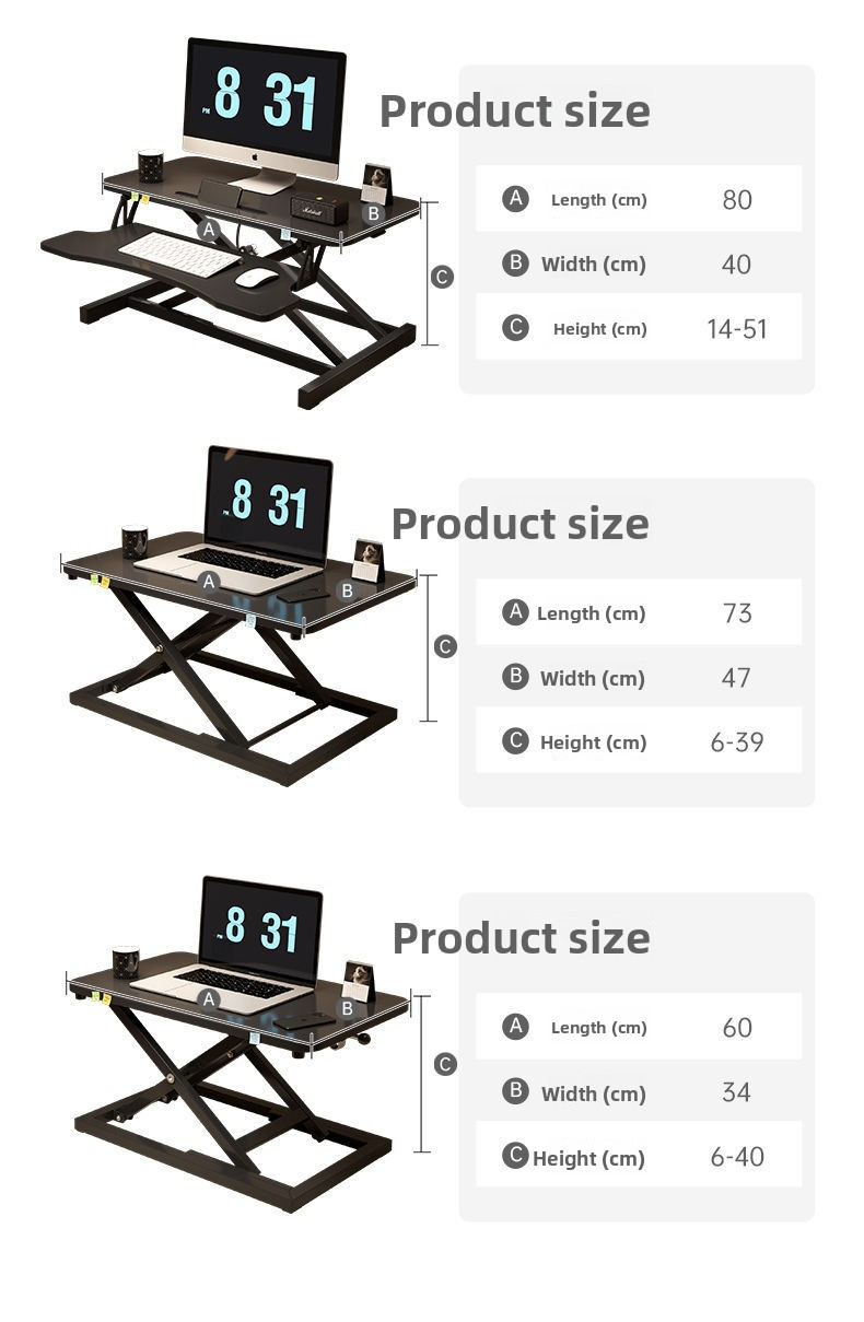 Height-Adjustable Lifting Standing Desk Elevated Rack Workbench ...