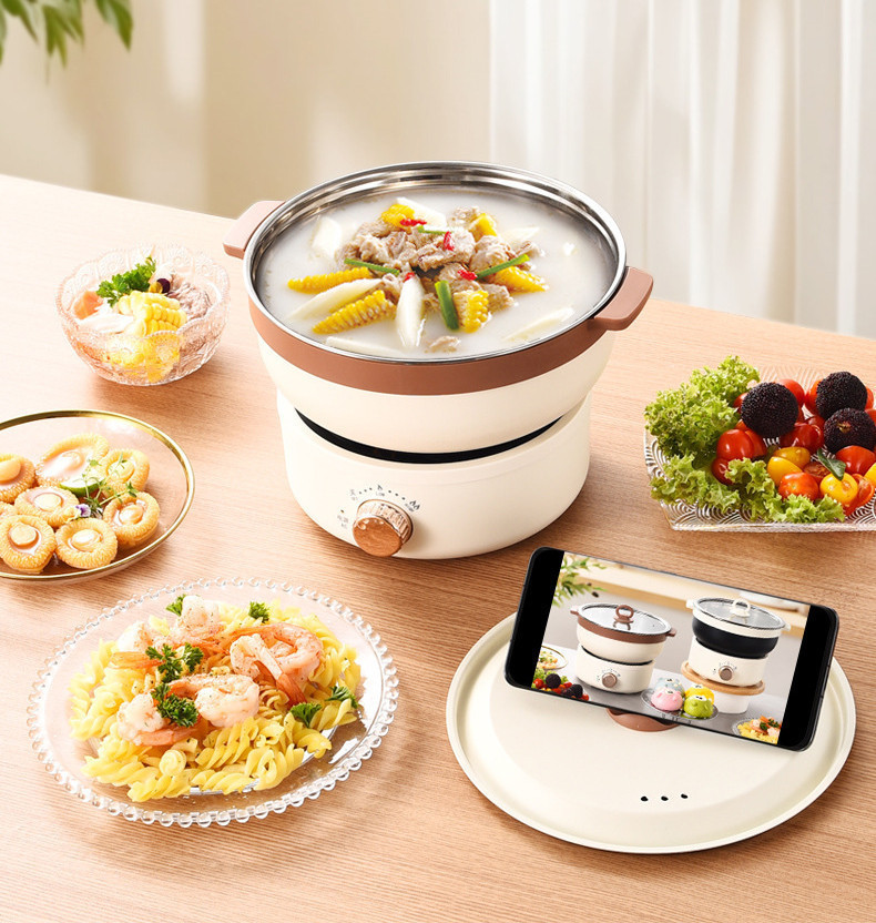 2 in1 Cook Pot 2.5L Foldable Hotpot Travel Portable Multicooker ...