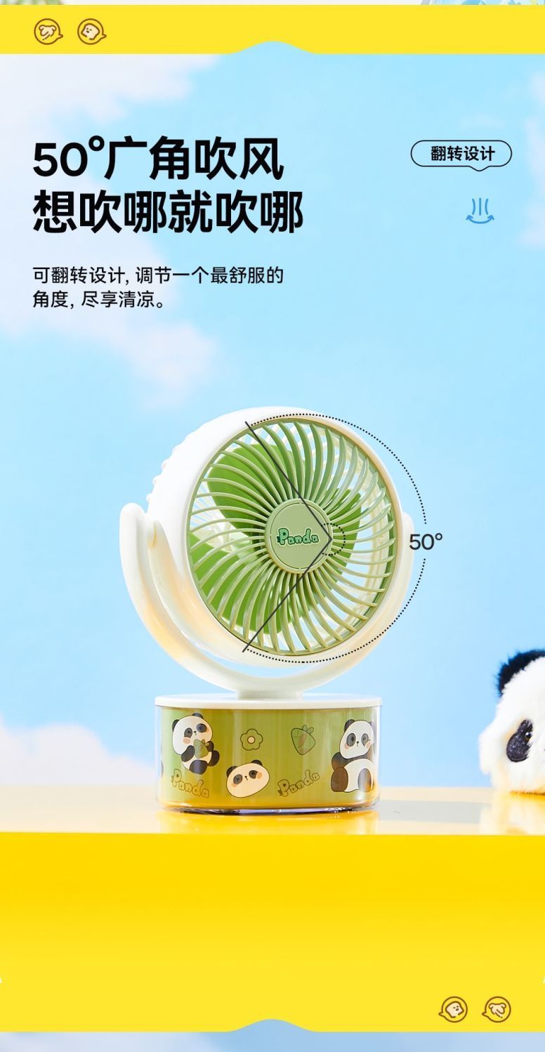 TheGreenParty Mini Fan Panda Series Portable Office Digital Display ...