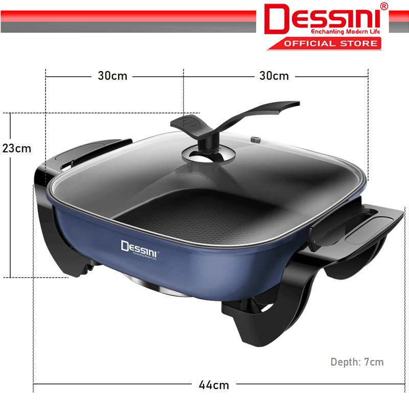 DESSINI ITALY Electric Cooker Steamboat Hot Pot Casserole Non Stick ...