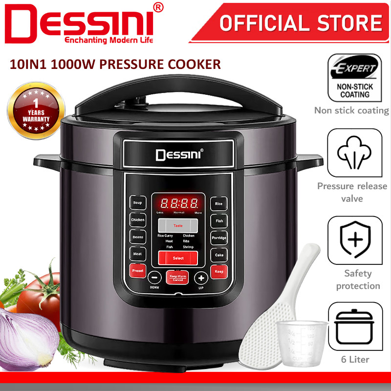 DESSINI ITALY 10IN1 Electric Digital Pressure Cooker Non-stick ...
