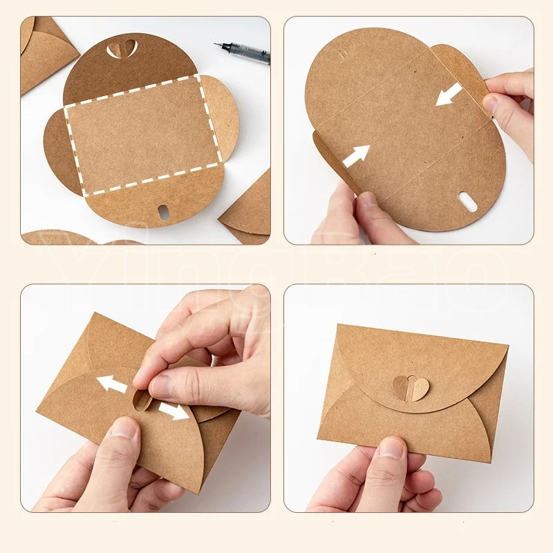 50 Pcs Mini Envelopes With Heart Clasp, Premium Gift Envelopes For ...