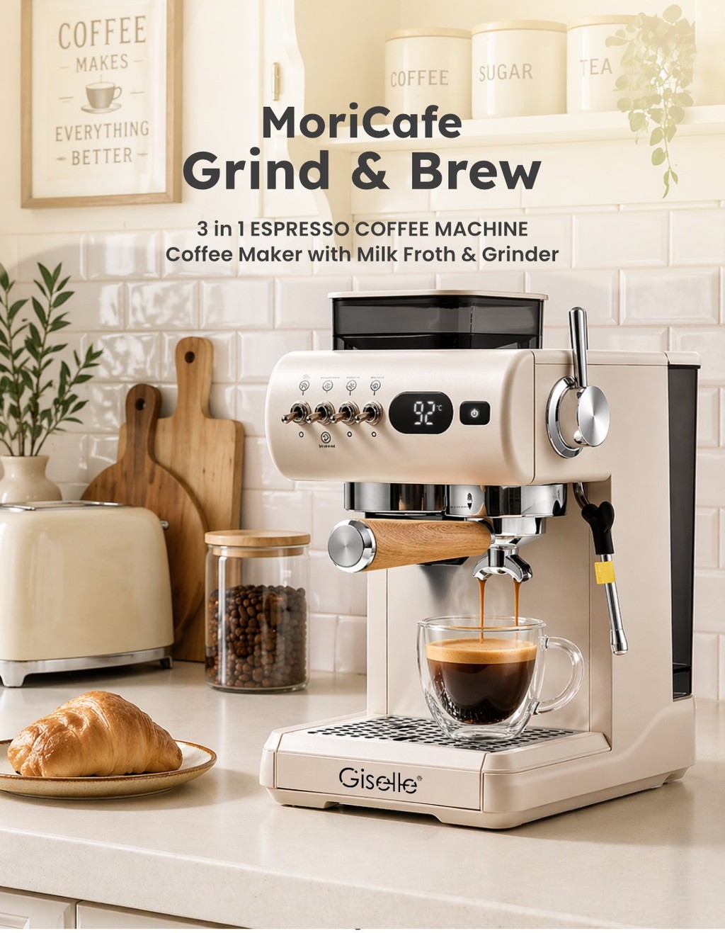 Giselle 20Bar 51mm MoriCafe Espresso Coffee Maker | Build in Grinder ...