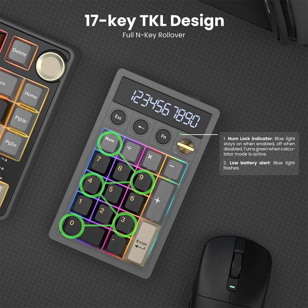RK RK Royal Kludge M20 Numeric Keypad Calculator 2 In 1 With Toggle ...