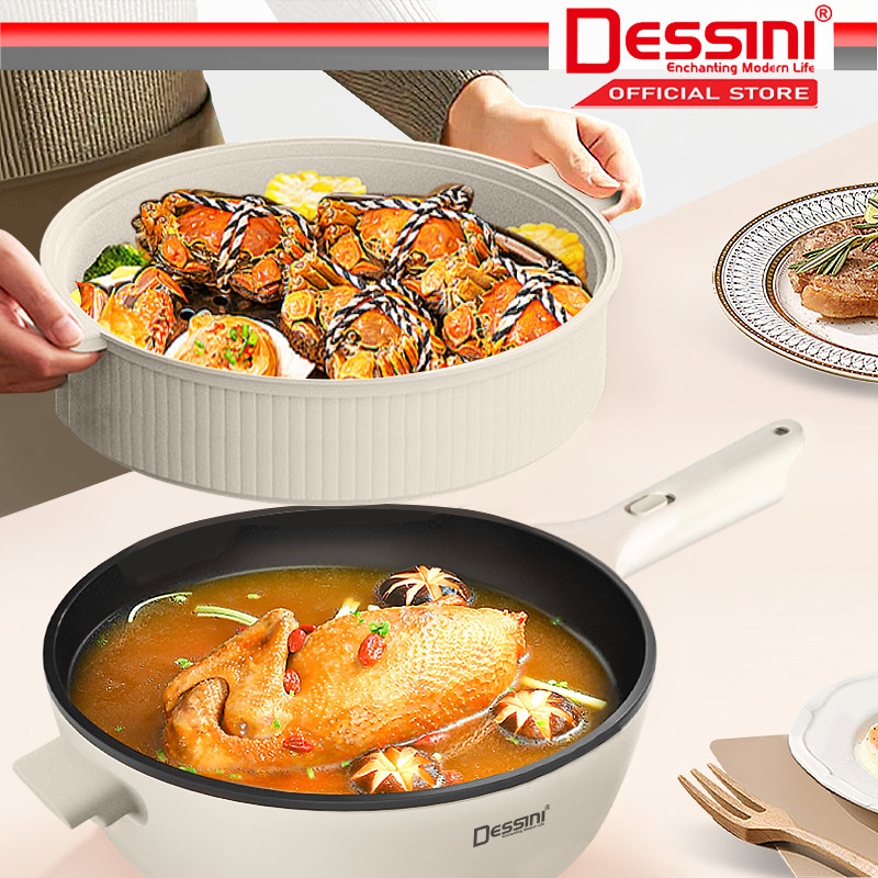 DESSINI ITALY Electric Cooker Steamboat Hot Pot Non Stick Frying Wok ...