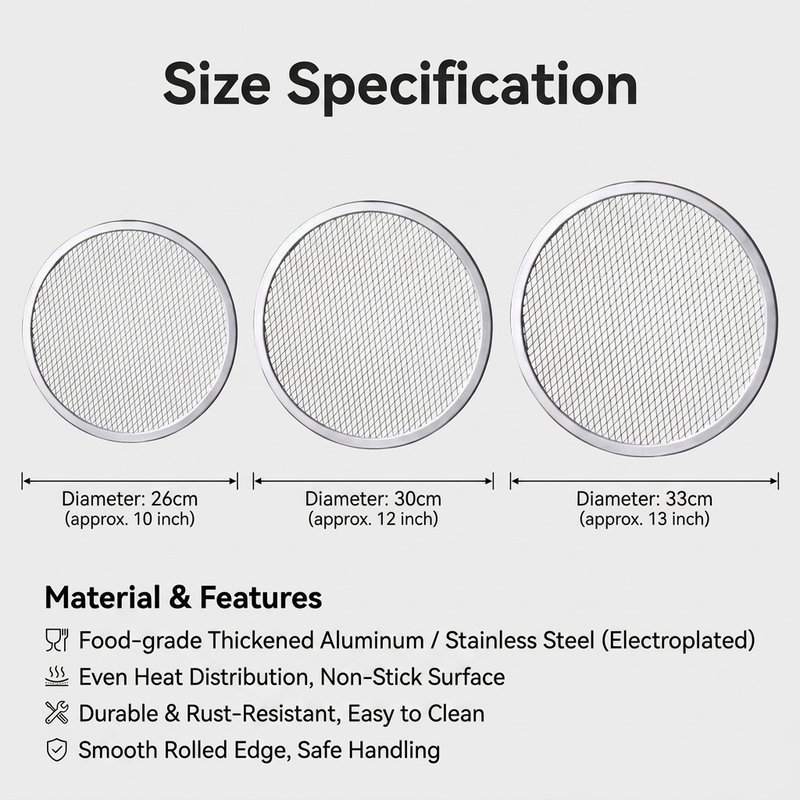 Multi-sizes Pizza Mesh Pan Stainless Steel Pizza Baking Tray 26cm/30cm ...