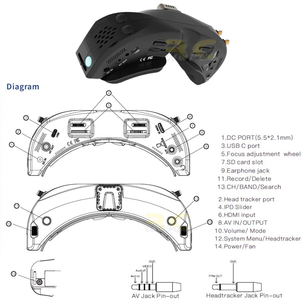 Skyzone SKY04O PRO FPV Goggles with OLED Screen 60FPS DVR 5.8Ghz 48CH ...