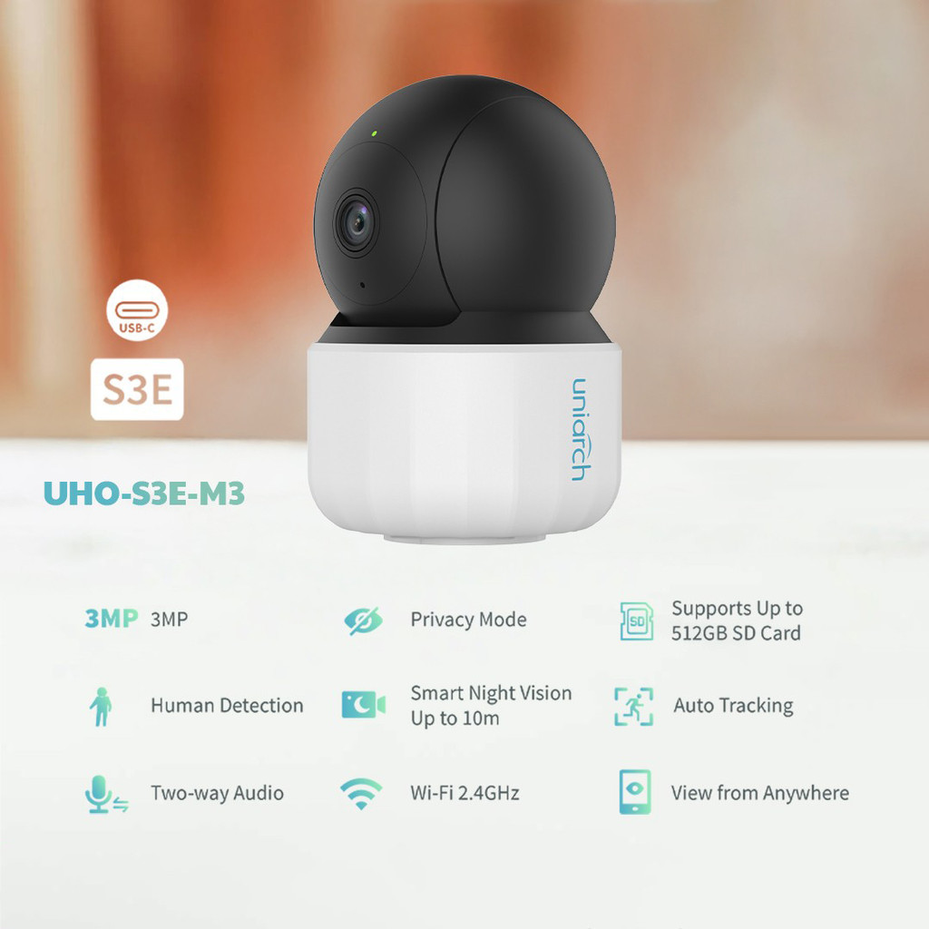 Uniarch S3E 3MP H.265 Two Way Audio Indoor Security CCTV HD Camera ...